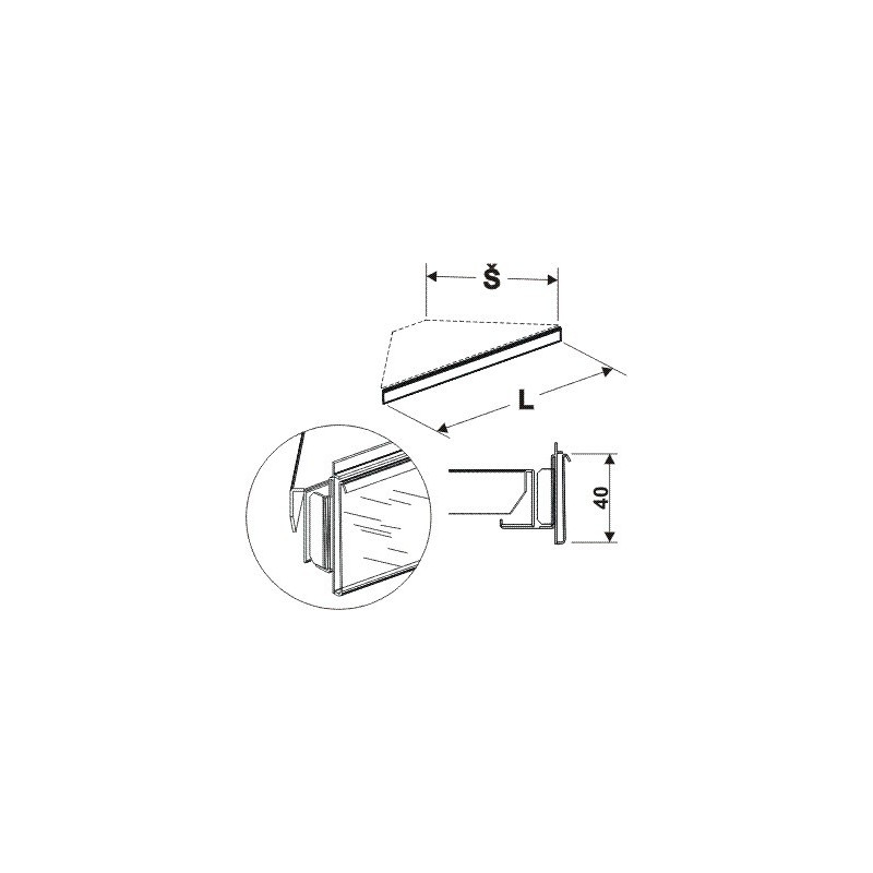 Cenovková lišta rohová 90°600mm