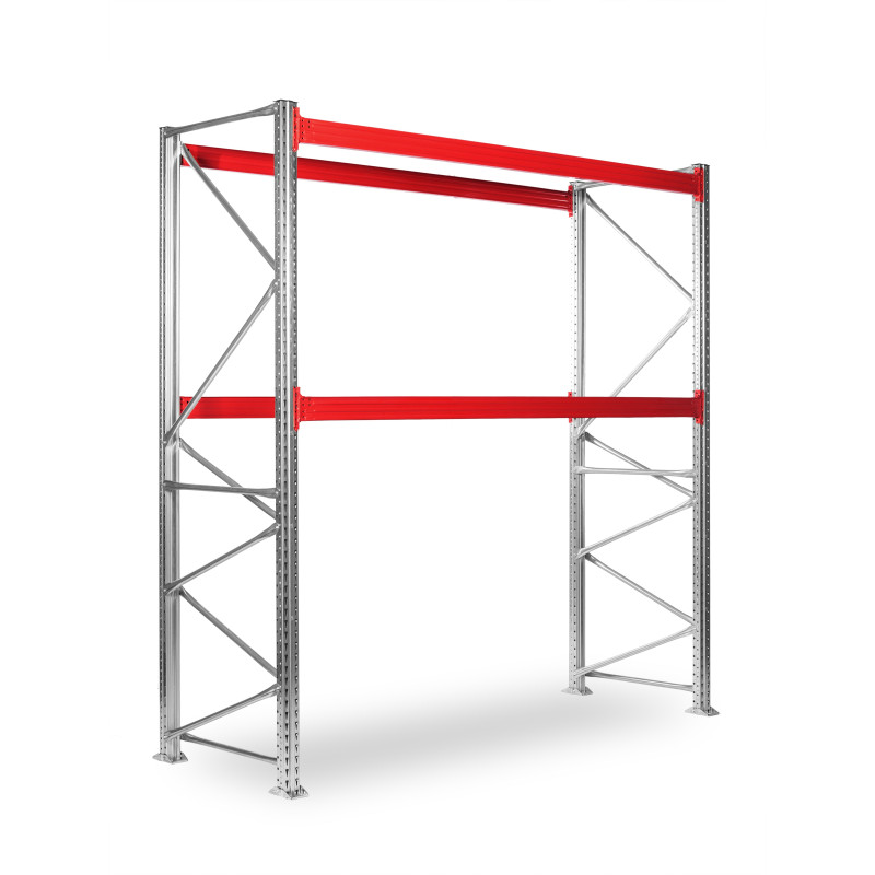 Paletový regál SUPERBO 3000x2700x1000mm, 2 úrovně, nosnost úrovně 1900 kg, základní