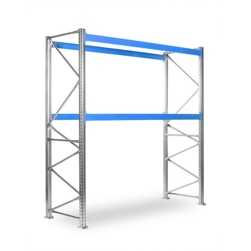 Paletový regál SUPERBO 3000x2700x1000mm, 2 úrovně, nosnost úrovně 3400 kg, základní
